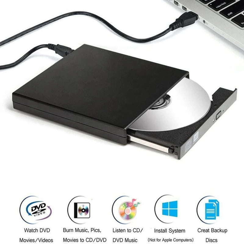 Lecteur CD-RW DVD-RW USB 2.0 fin et portable.